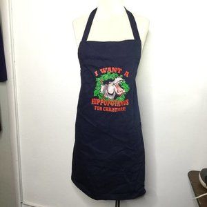 I Want a Hippopotamus For Christmas Apron Cafe Press Navy Blue